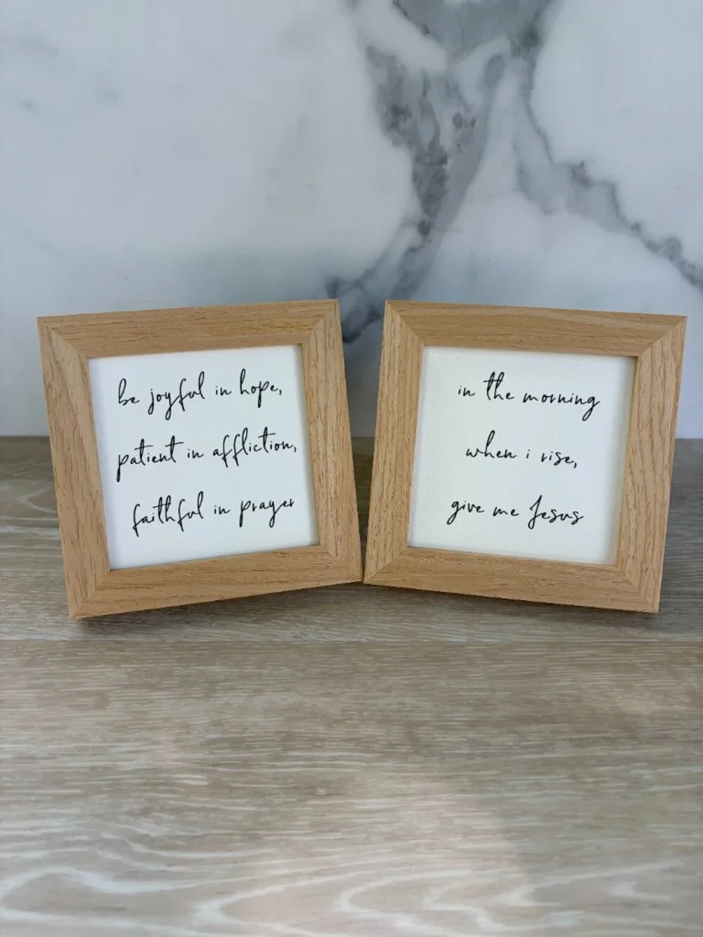 Hope Themed Framed Canvas Art 2 Pack 4x4 Natural Boho Tiered Tray Shelf Sitter